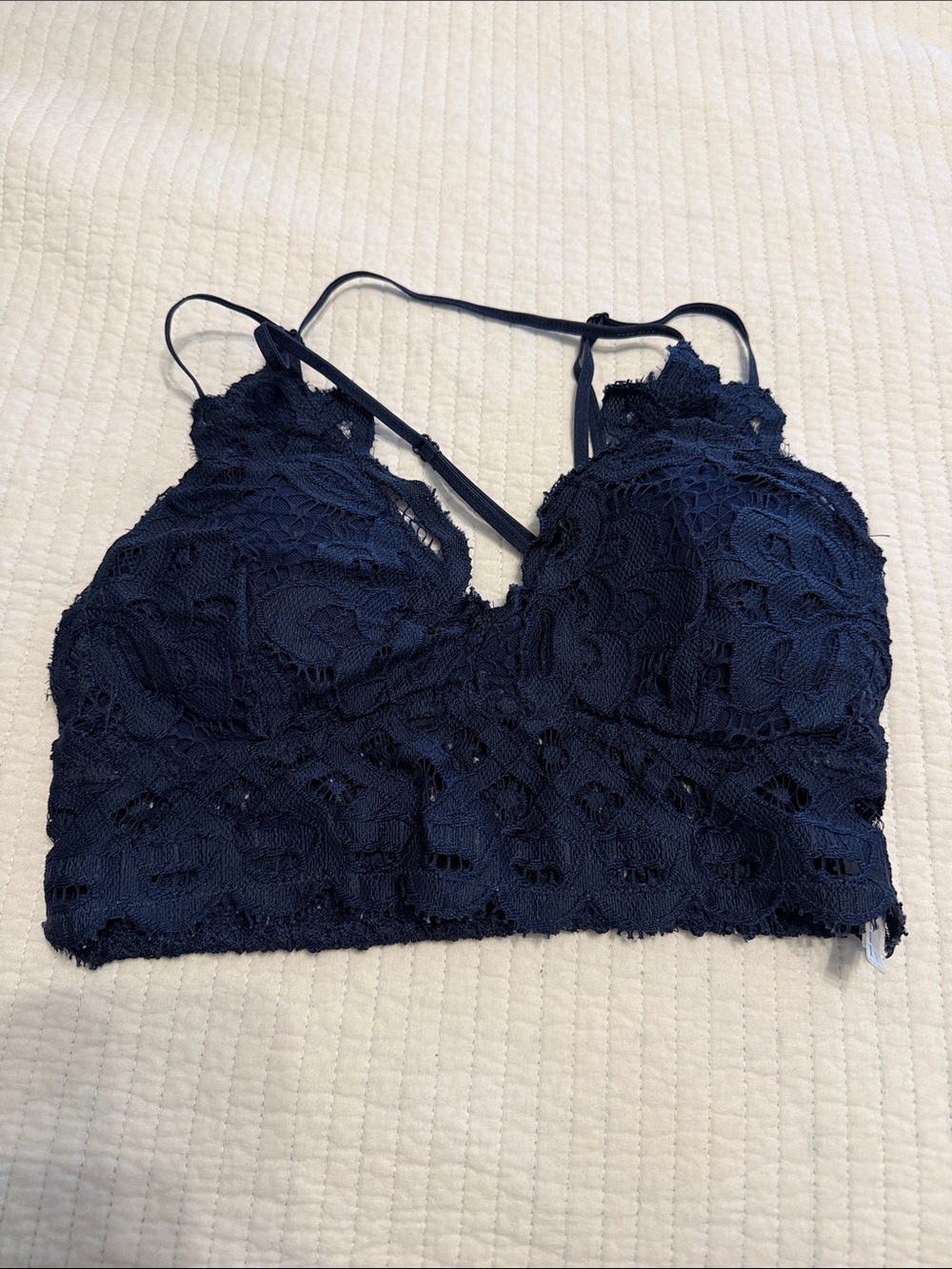 Anemone Navy Lace Bralette with Delicate Straps